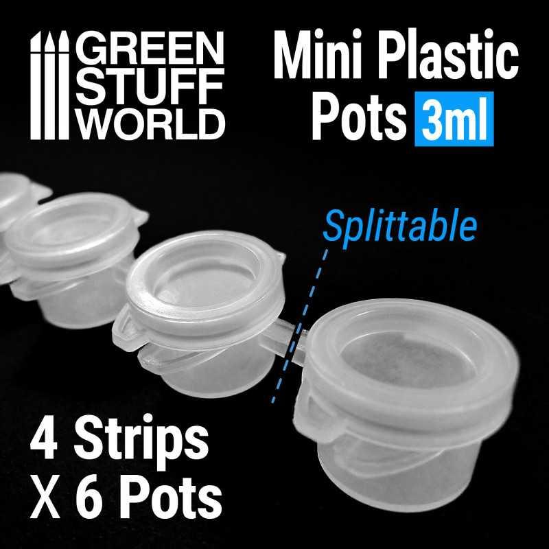 24x Mini Plastic Pots 3ml by Green Stuff World - Ventura Games