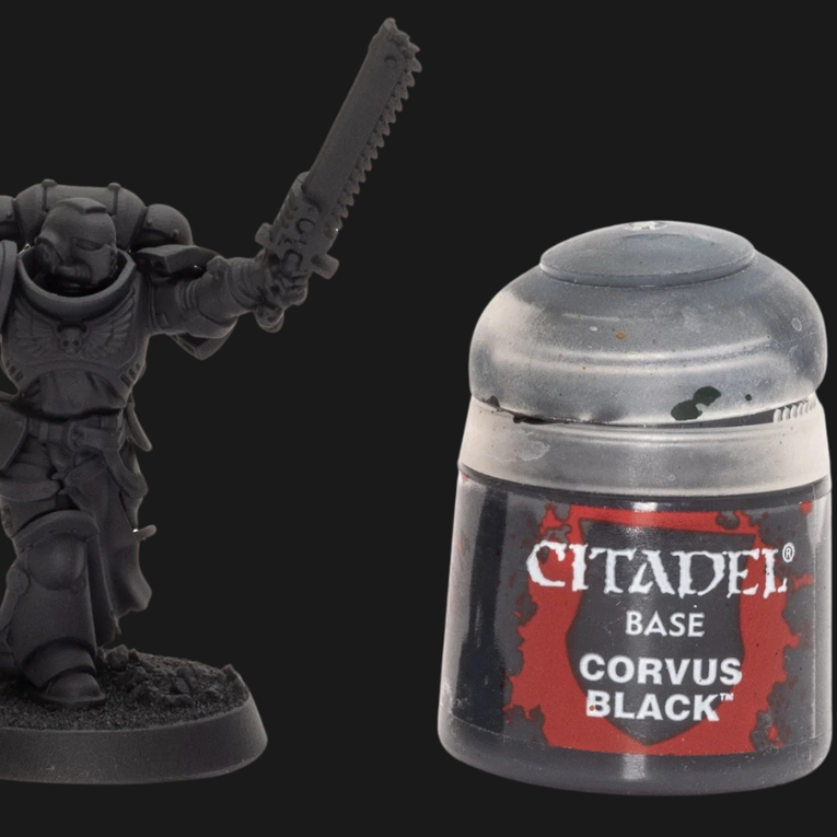 Corvus Black Citadel Base Paint 12ml – Smooth Coverage for Warhammer Miniatures