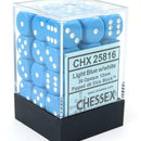 Chessex Opaque 12mm d6 with pips Dice Blocks (36 Dice) - Light Blue w/white - Ventura Games