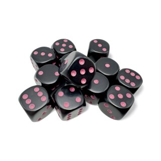 【くろ】DICE BANK Chessex Opaque Black/pink 16mm d6 Dice Block (12 dice