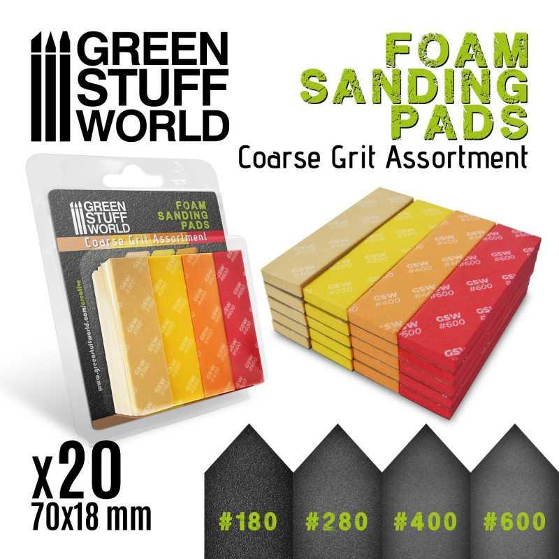 Foam Sanding Pads - Coarse Grit Assortment x20 by Green Stuff World - Ventura Games