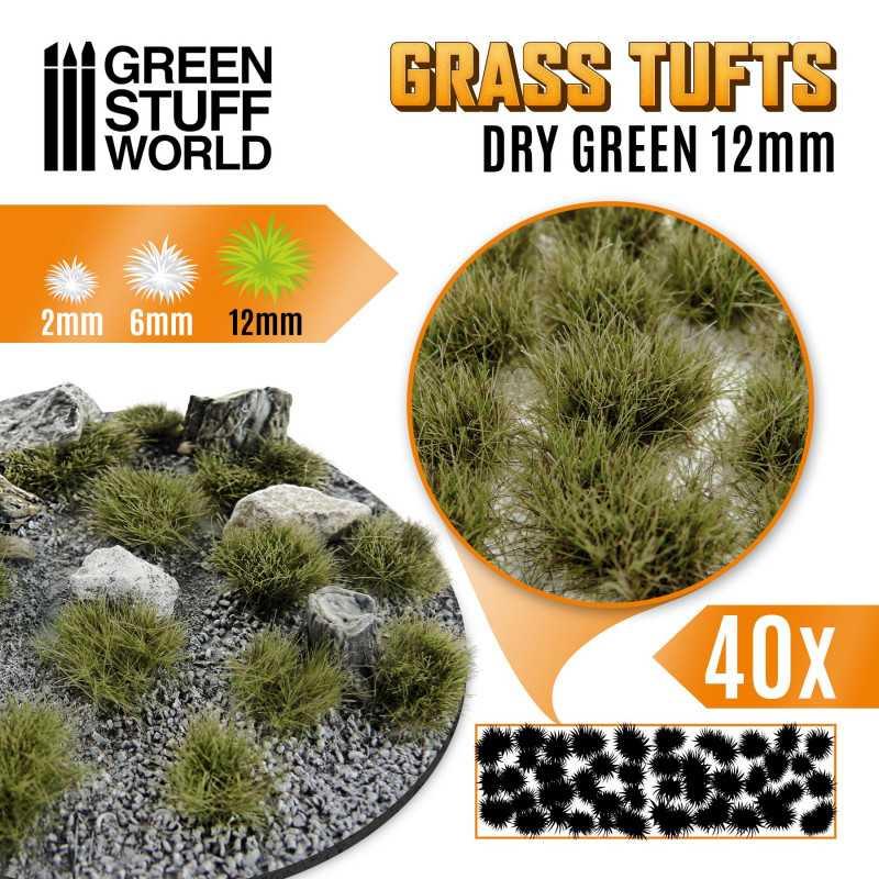 Grass TUFTS - 12mm self-adhesive - DRY GREEN by Green Stuff World - Ventura Games