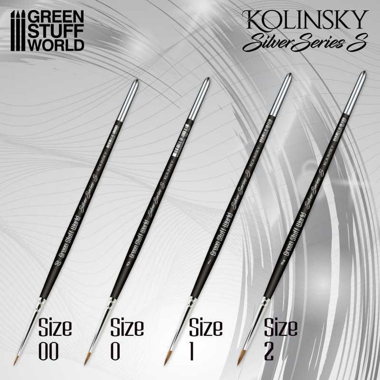Kolinsky Brushes - SHORT SILVER (SERIE-S) PACK x4 - Green Stuff World - Ventura Games