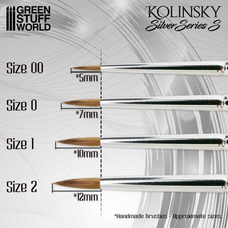 Kolinsky Brushes - SHORT SILVER (SERIE-S) PACK x4 - Green Stuff World - Ventura Games