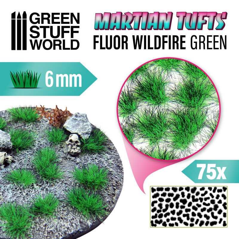 Martian Fluor Tufts - FLUOR WILDFIRE GREEN by Green Stuff World - Ventura Games
