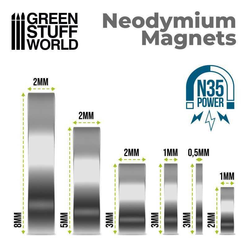 Neodymium Magnets 3x0,5mm - SET x100 (N35) - Strong Rare Earth Magnets - Ventura Games