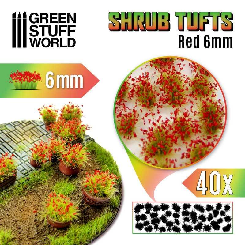 Shrubs TUFTS - 6mm self-adhesive - RED Flowers by Green Stuff World - Ventura Games