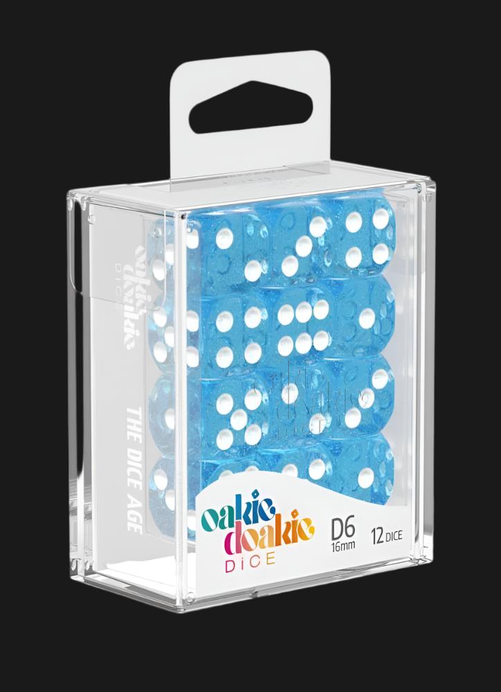 Oakie Doakie Dice D6 Dice 16 mm Speckled - Blue (12) - Ventura Games