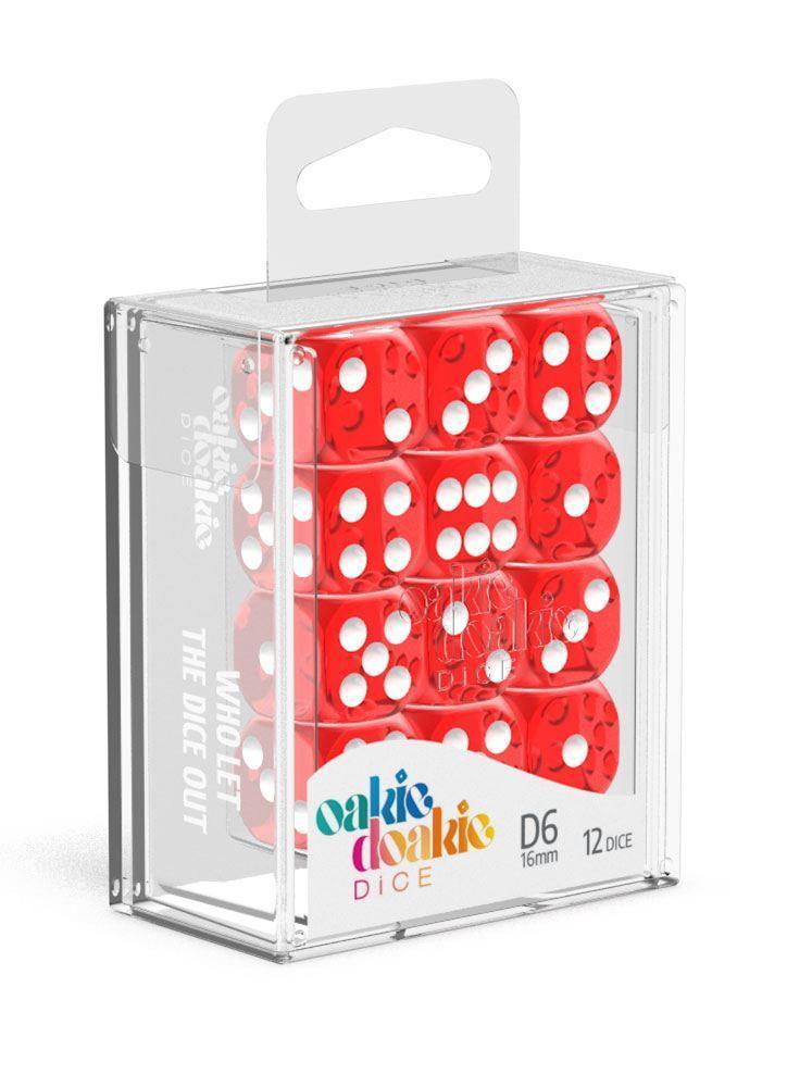 Oakie Doakie Dice D6 Dice 16 mm Translucent - Red (12) Dice Oakie - Ventura Games
