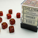Chessex Signature 12mm d6 with pips Dice Blocks (36 Dice) - Glitter Polyhedral Ruby/gold