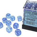 Chessex Borealis 12mm d6 Sky Blue/white Luminary Dice Block (36 dice)