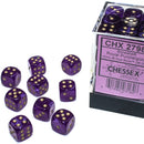 Chessex Borealis 12mm d6 Royal Purple/gold Luminary Dice Block (36 dice)