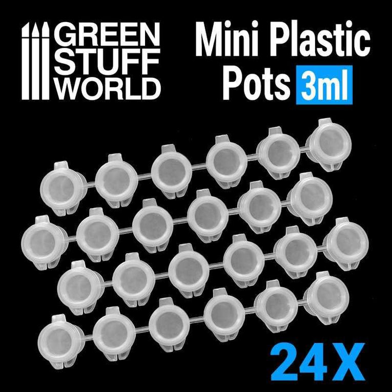 24x Mini Plastic Pots 3ml by Green Stuff World - Ventura Games