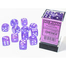 Chessex Borealis 16mm d6 Purple/white Luminary Dice Block (12 dice)