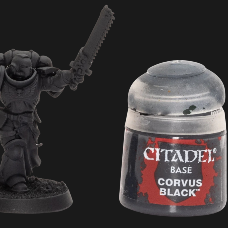 Corvus Black Citadel Base Paint 12ml – Smooth Coverage for Warhammer Miniatures