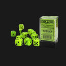 Chessex Vortex Bright Green w/Black 12mm d6 Dice Block 36 Dice