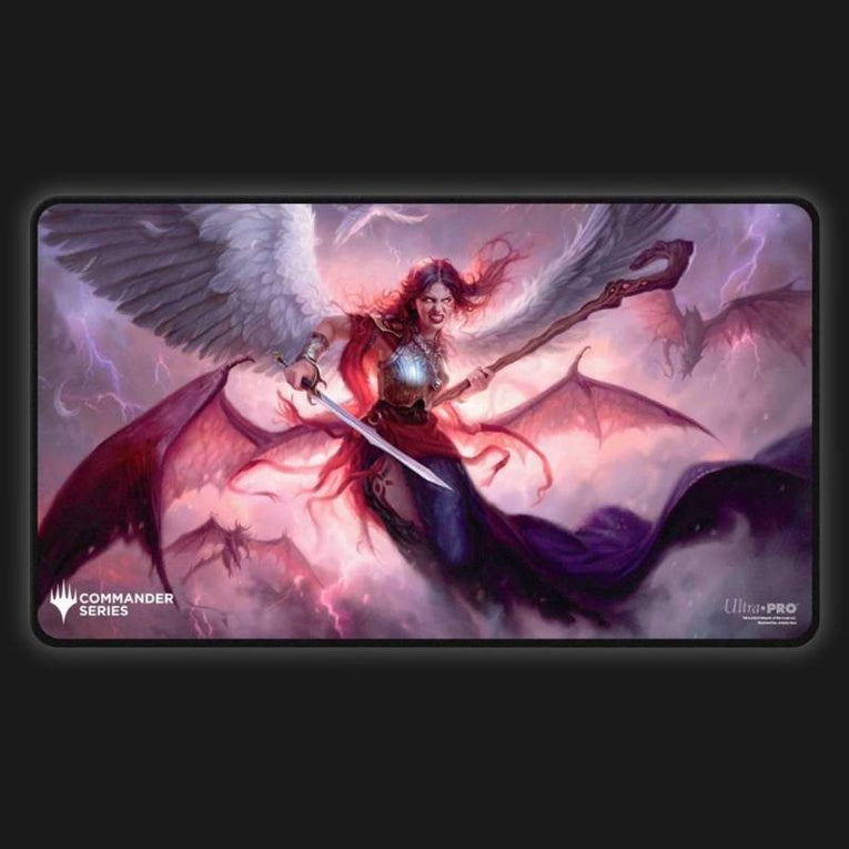 UP - Commander Series Release 5 3-Color Wedge Q1 2025 Black Stitched Playmat Kaalia Fan Vote for MTG