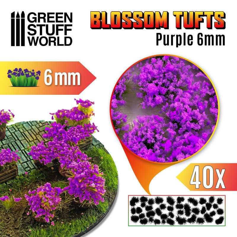 Blossom TUFTS - 6mm self-adhesive - PURPLE Flowers by Green Stuff World - Ventura Games