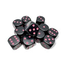 Chessex Opaque Black/pink 16mm d6 Dice Block (12 dice)