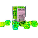 Gemini 16mm d6 Translucent Green-Teal/yellow Dice Block (12 dice)