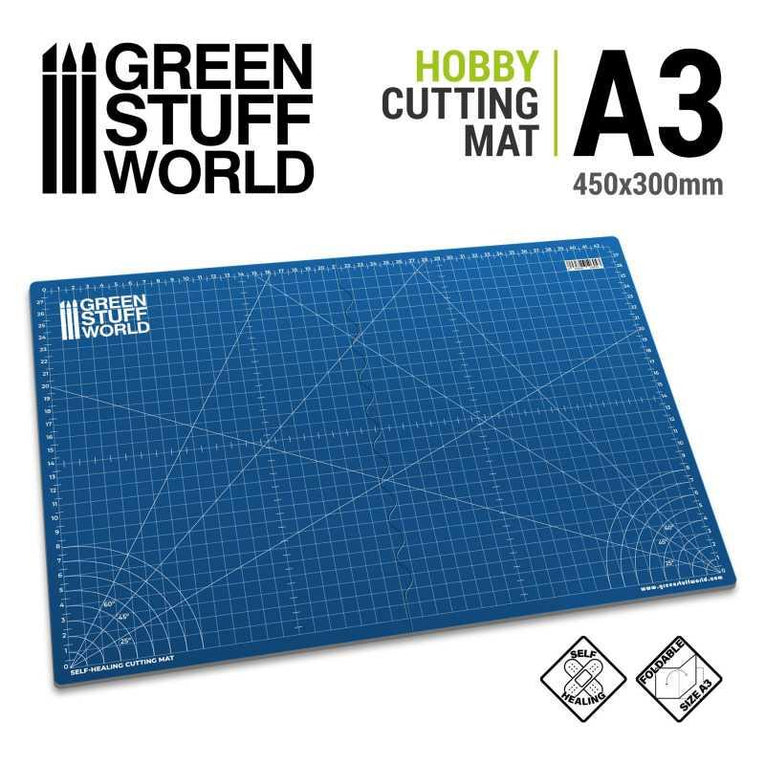 Foldable Cutting Mat - A3 - BLUE - Green Stuff World - Ventura Games