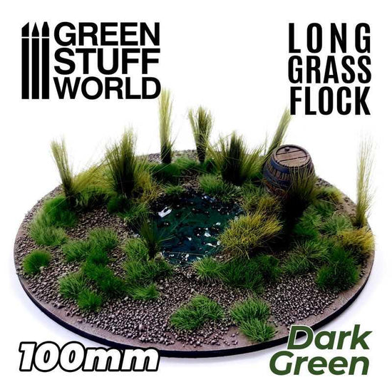 Long Grass Flock 100mm - Dark Green by Green Stuff World - Ventura Games