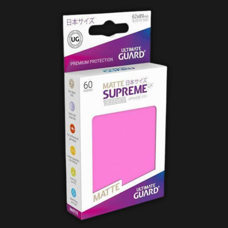 Ultimate Guard Supreme UX Sleeves Japanese Size Matte Pink (60) - Ventura Games