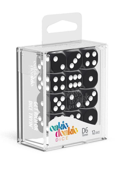 Oakie Doakie Dice D6 Dice 16 mm Solid - Black (12) - Ventura Games
