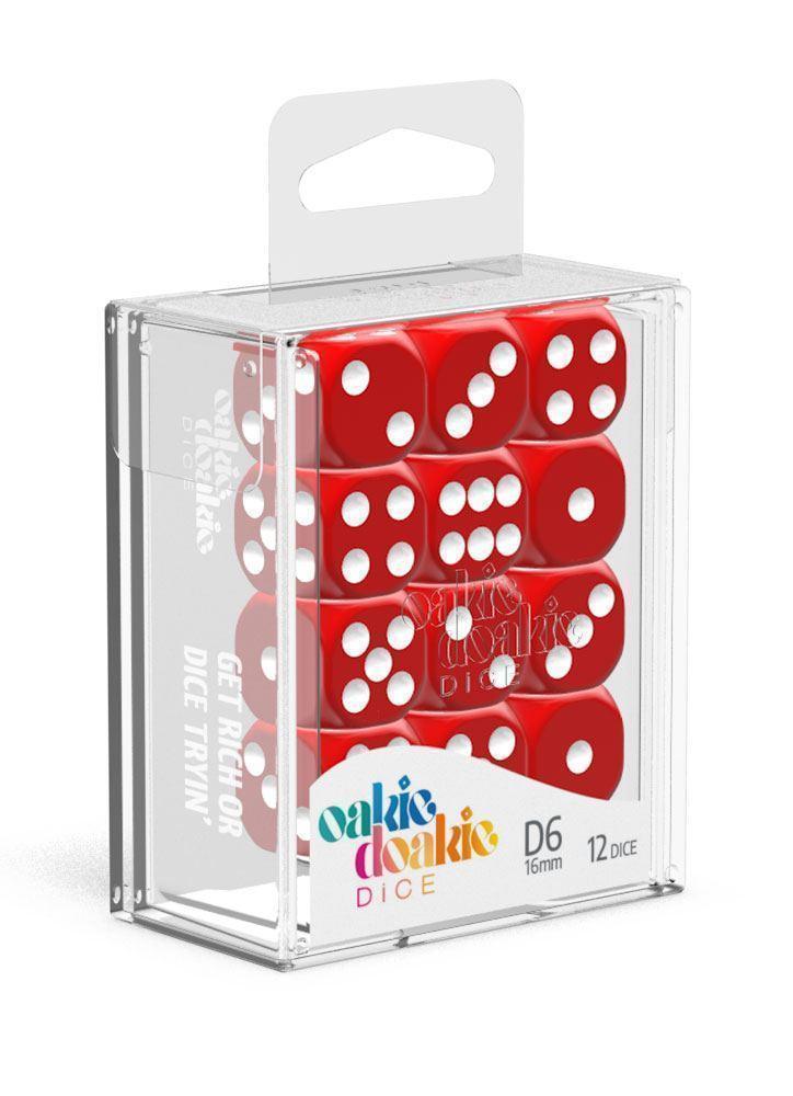 Oakie Doakie Dice D6 Dice 16 mm Solid - Red (12) - Ventura Games