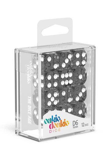 Oakie Doakie Dice D6 Dice 16 mm Speckled - Black (12) Dice Oakie Doakie Dice - Ventura Games