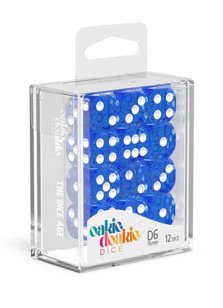 Oakie Doakie Dice D6 Dice 16 mm Speckled - Blue (12) - Ventura Games