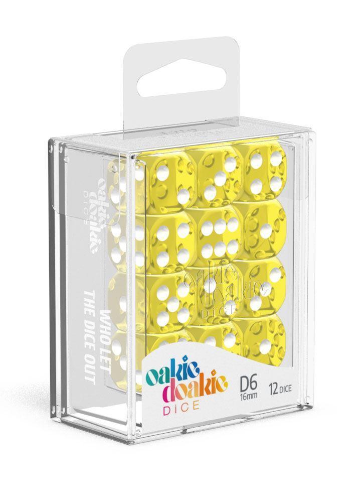 Oakie Doakie Dice D6 Dice 16 mm Translucent - Yellow (12) Dice Oakie Doakie - Ventura Games