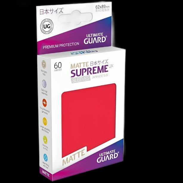 Ultimate Guard Supreme UX Sleeves Japanese Size Matte Red (60) - Ventura Games